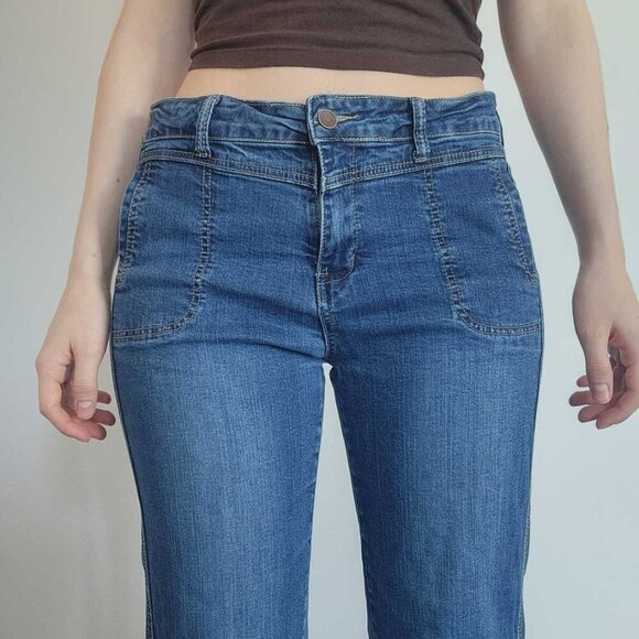 Vintage 90s casual blue denim carpenter pants ✦ straight-legged mid-washed jeans - Picture 7 of 15